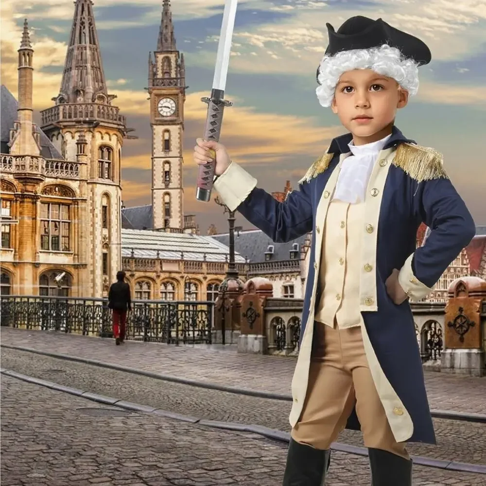 George Washington Boys XL Hamliton American Colonial Uniform Halloween Costume